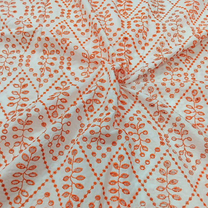 Premium Cotton Chikankari Embroidery Fabric Big Width Boutique Pattern