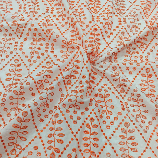 Premium Cotton Chikankari Embroidery Fabric Big Width Boutique Pattern