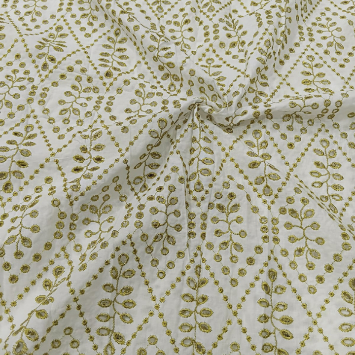 Premium Cotton Chikankari Embroidery Fabric Big Width Boutique Pattern