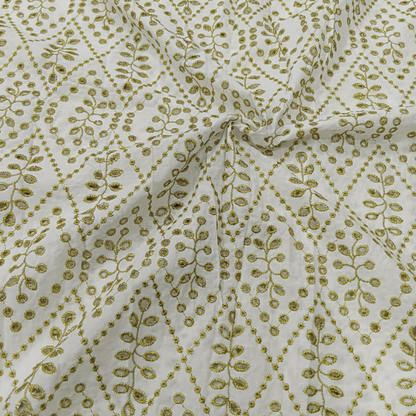 Premium Cotton Chikankari Embroidery Fabric Big Width Boutique Pattern