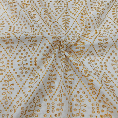 Premium Cotton Chikankari Embroidery Fabric Big Width Boutique Pattern