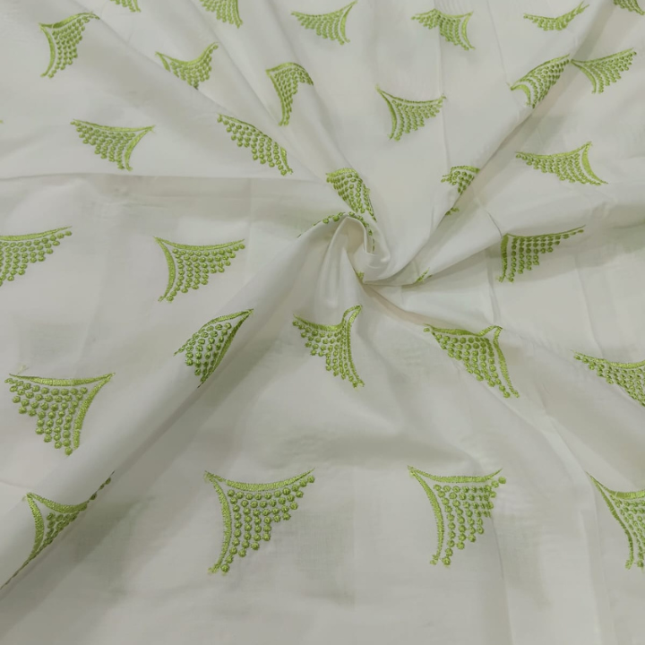 Premium Cotton Chikankari Fabric Abstract Geometric Boota Pattern Big Width