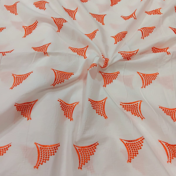 Premium Cotton Chikankari Fabric Abstract Geometric Boota Pattern Big Width