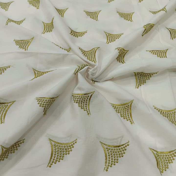 Premium Cotton Chikankari Fabric Abstract Geometric Boota Pattern Big Width