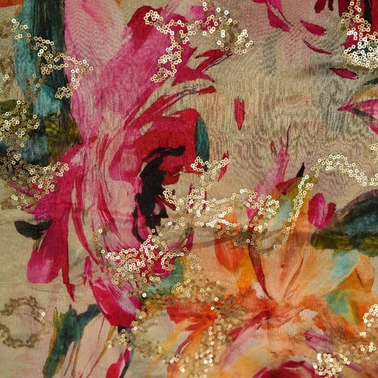 Florence Bloom – Sequin Chinon Fabric