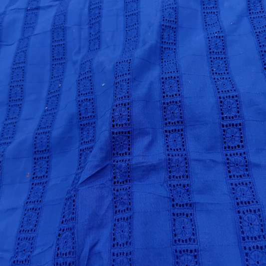 Premium Cotton Chikankari Embroidered Striped Fabric 44 Inch Width