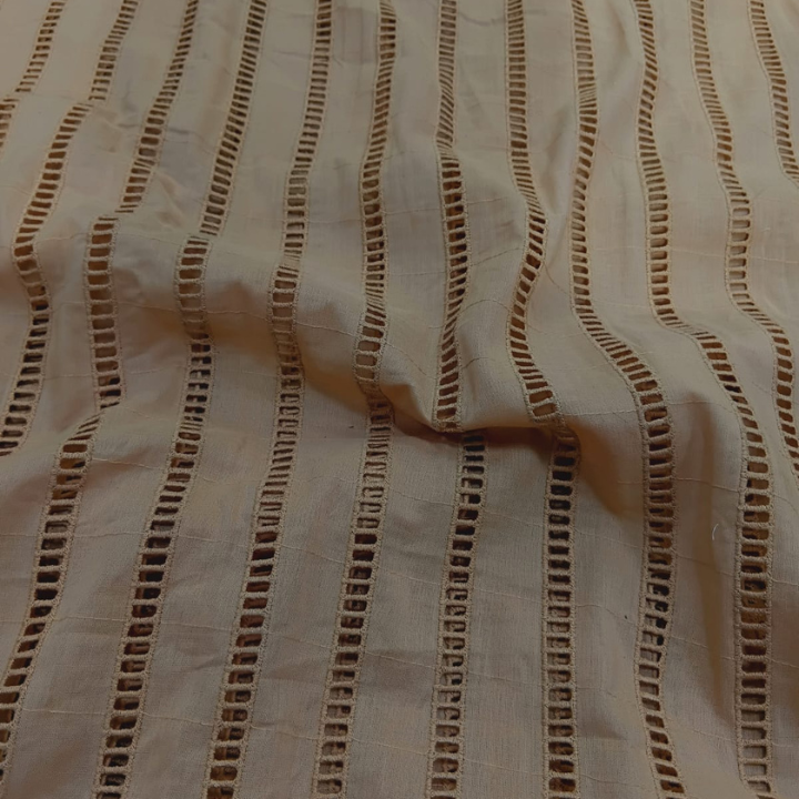 Premium Cotton Chikankari Embroidered Striped Fabric 44 Inch Width