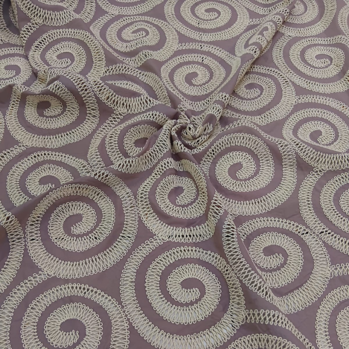 Premium Crepe Cutwork Embroidery Fabric Big Width Designer Spiral Pattern