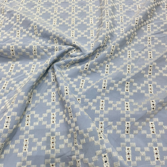 Premium Big Width Embroidered Denim Fabric Intricate Thread Work