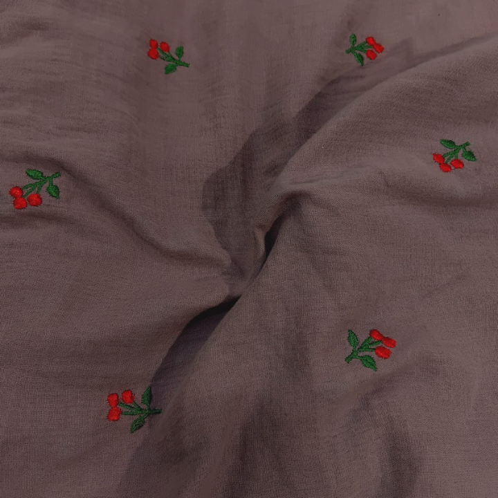 Embroidered Floral Double Cloth Cotton Fabric 60 Width