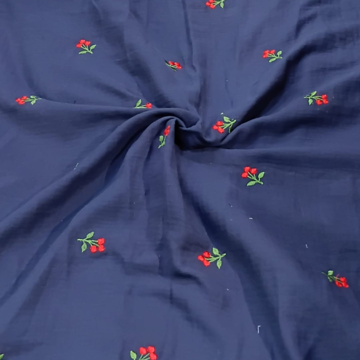 Embroidered Floral Double Cloth Cotton Fabric 60 Width