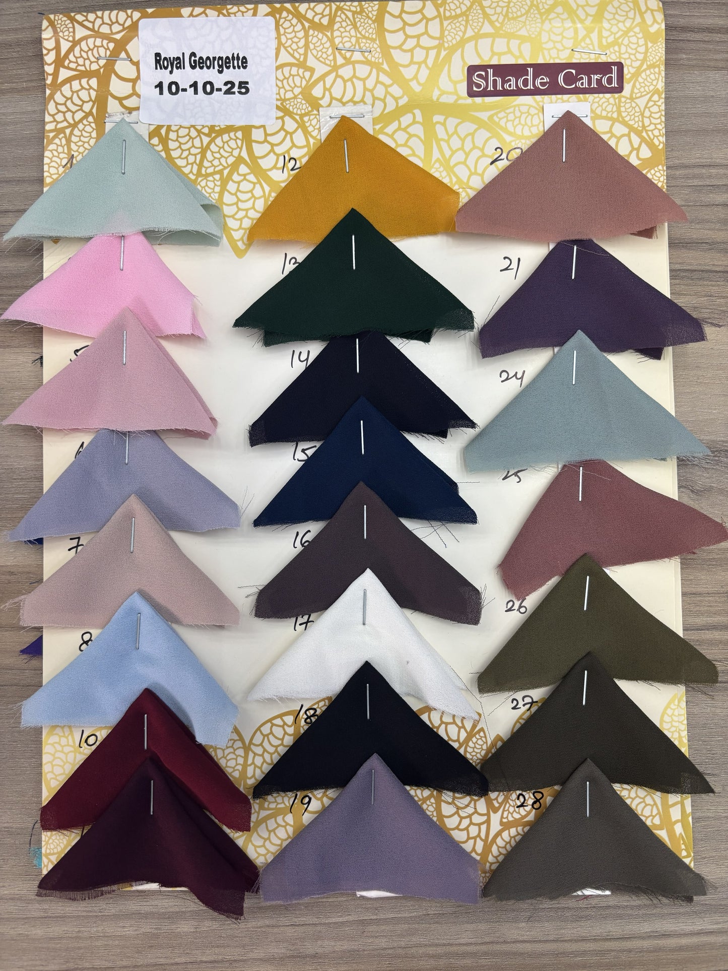 Royal Georgette Shade Card