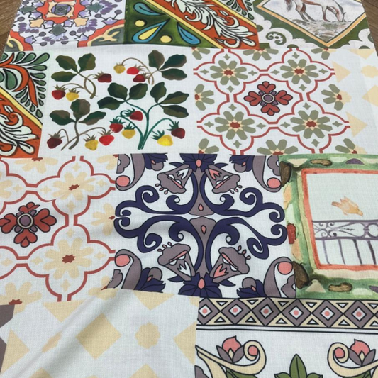 Premium Linen Satin Patchwork Print Big Width