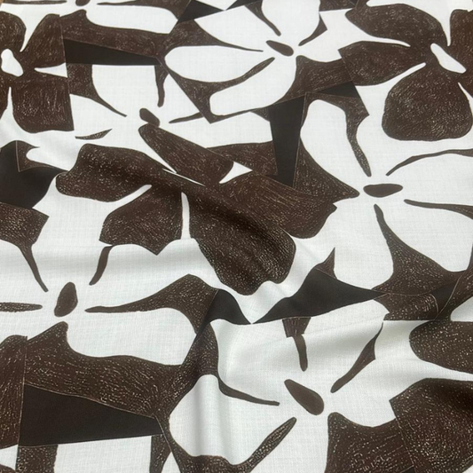 Discover our premium 60 wide Linen Satin Print fabric featuring a bold abstract floral pattern