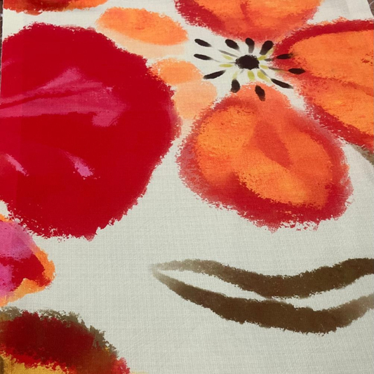Floral Pattern Linen Satin Print Fabric 60 Big Width By The Yard