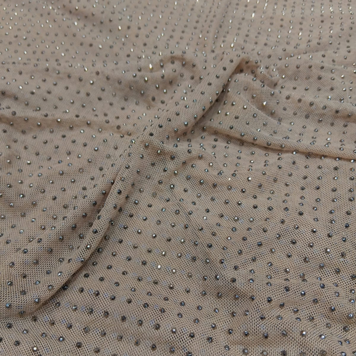 Lycra Net Stone Fabric Big Width Stretch Net with Studded Stone Pattern