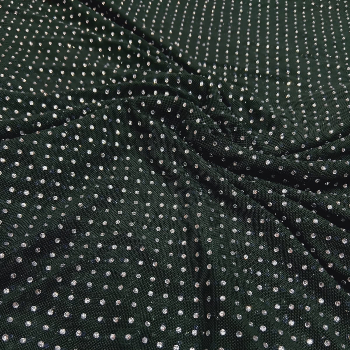 Lycra Net Stone Fabric Big Width Stretch Net with Studded Stone Pattern