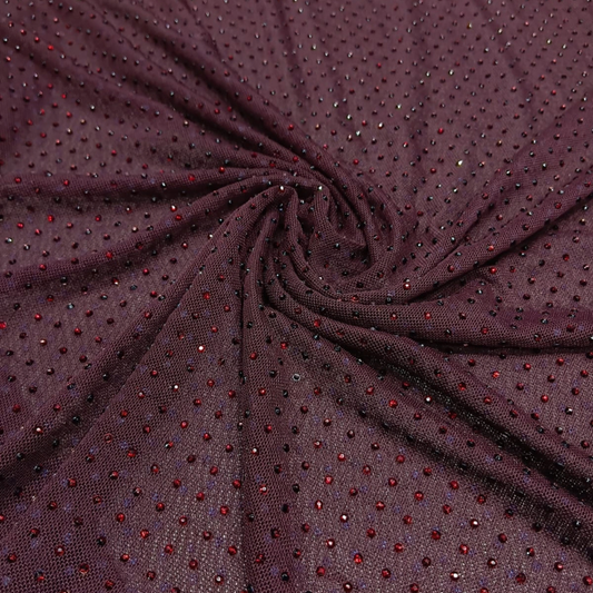 Lycra Net Stone Fabric Big Width Stretch Net with Studded Stone Pattern