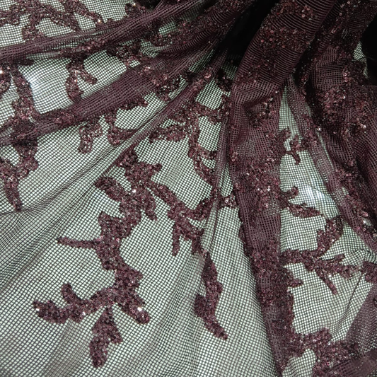 Exquisite Sequins & Cutdana Hand Embroidered Crochet Fabric Big Width