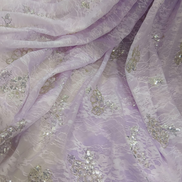 Premium Big Width Self-Net Fabric with Handcrafted Cutdana & Sequin Embroidery