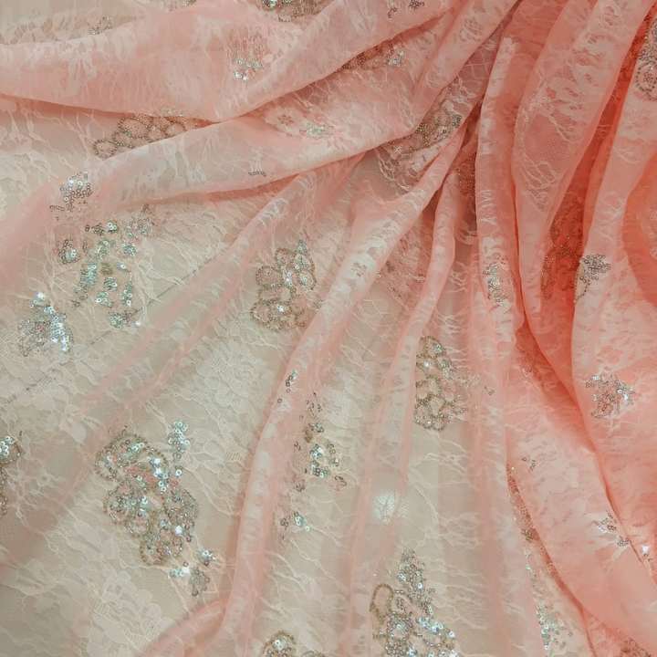 Premium Big Width Self-Net Fabric with Handcrafted Cutdana & Sequin Embroidery