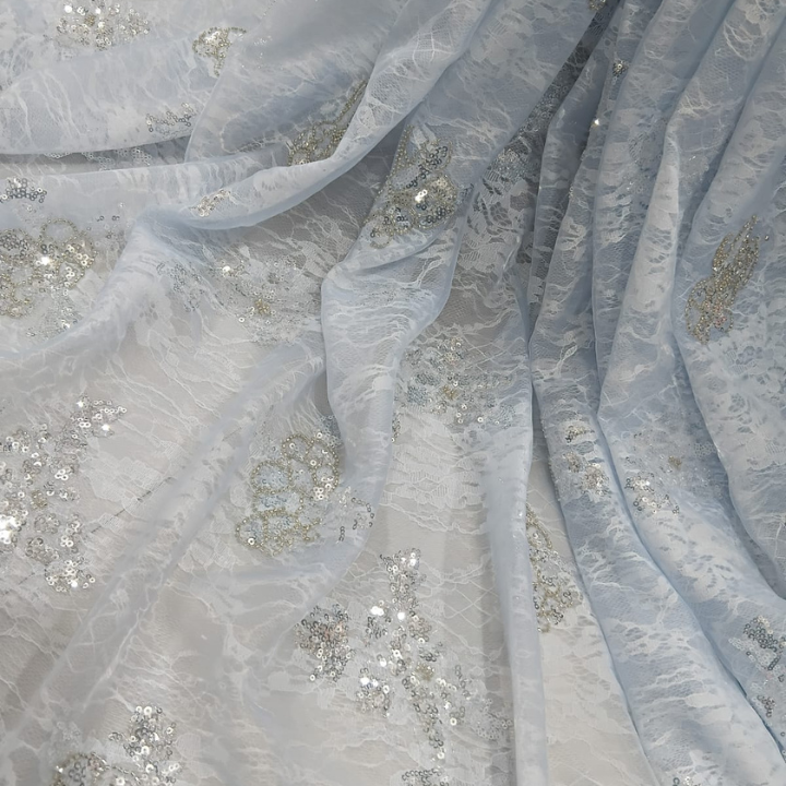 Premium Big Width Self-Net Fabric with Handcrafted Cutdana & Sequin Embroidery