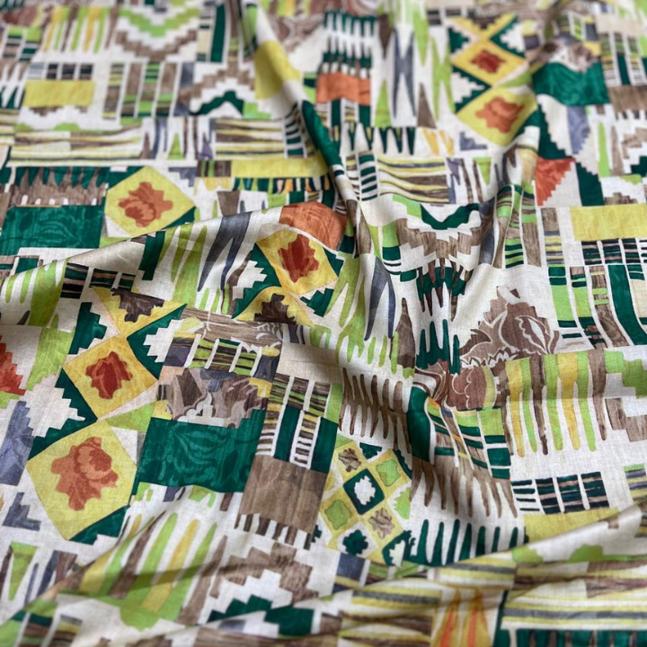 Geometric Abstract Print Cotton Cambric Fabric 44 Width
