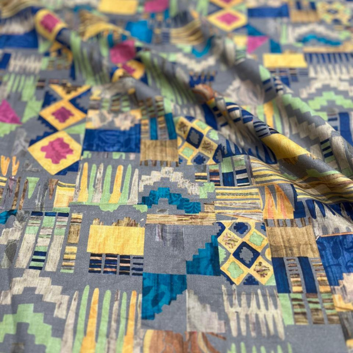 Geometric Abstract Print Cotton Cambric Fabric 44 Width
