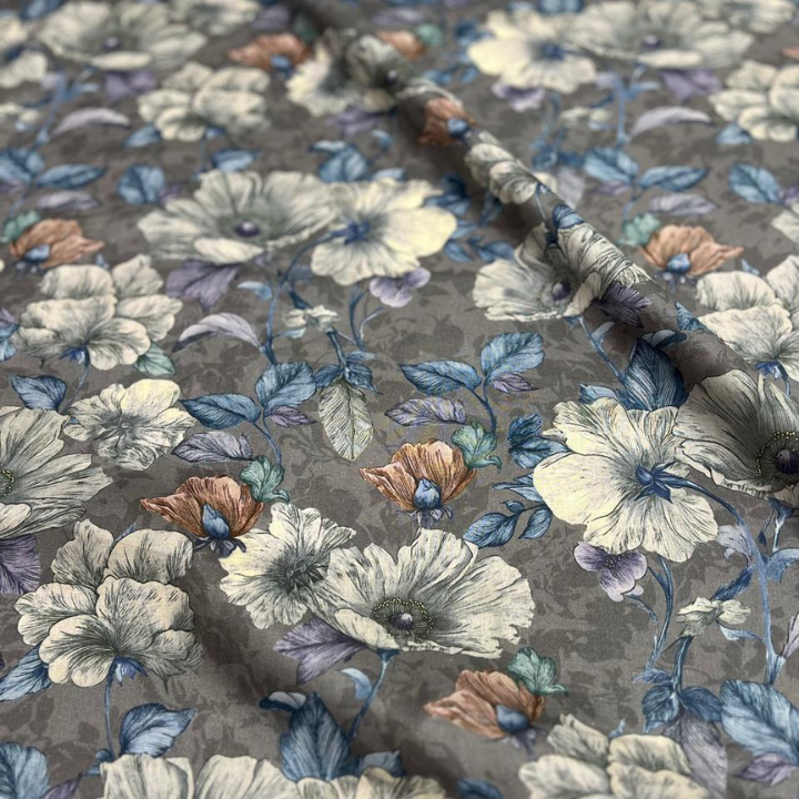 Premium Floral Botanical Print Cambric Cotton Fabric 44 Width