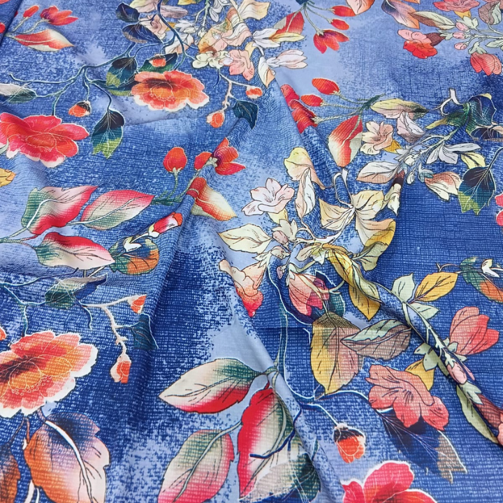 Premium Armani Satin Big Width Fabric Elegant Floral Print for Luxury Apparel