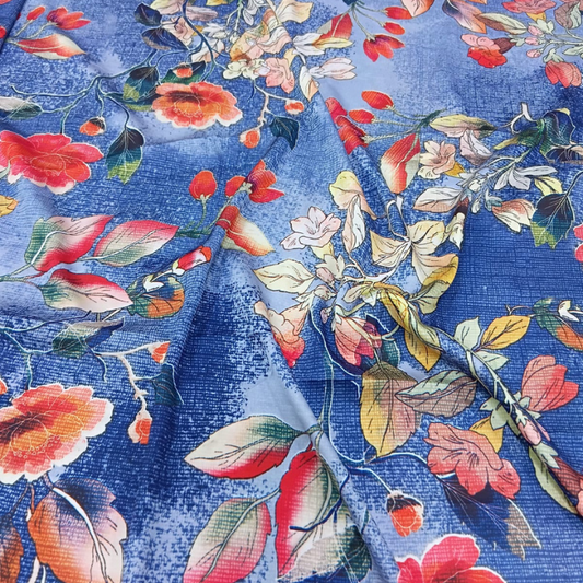 Premium Armani Satin Big Width Fabric Elegant Floral Print for Luxury Apparel