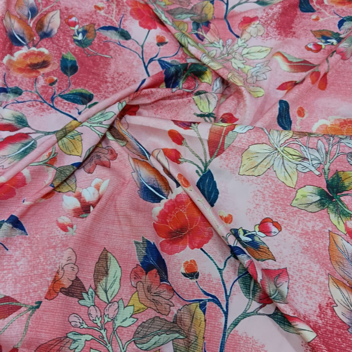 Premium Armani Satin Big Width Fabric Elegant Floral Print for Luxury Apparel