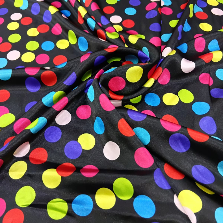 Armani Satin Big Width Vibrant Polka Dot Print Fabric
