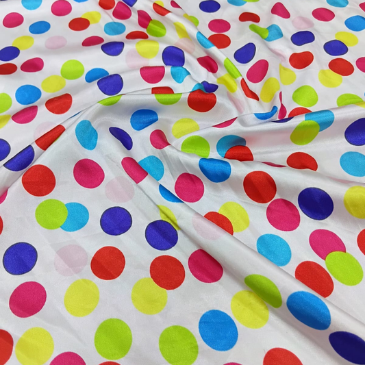Armani Satin Big Width Vibrant Polka Dot Print Fabric
