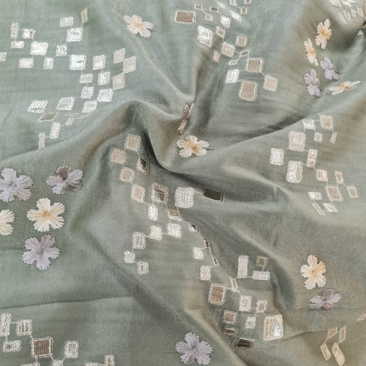 Premium Baby Georgette Fabric with Intricate Gotta Patti & Floral Embroidery