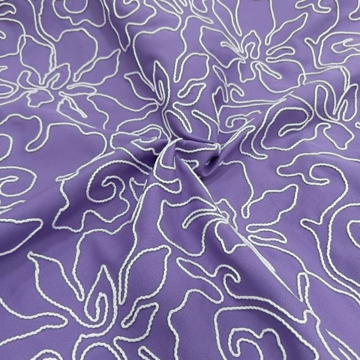 Big Width Banana Embroidery Fabric 3D Corded Pattern Material