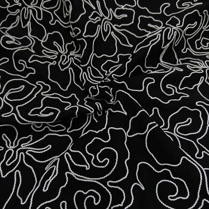Big Width Banana Embroidery Fabric 3D Corded Pattern Material
