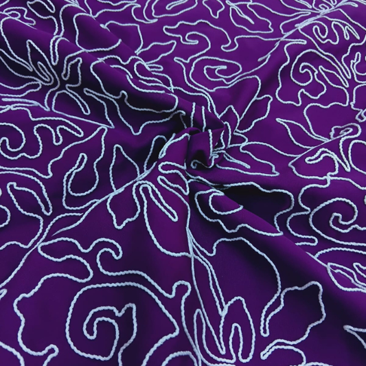 Big Width Banana Embroidery Fabric 3D Corded Pattern Material