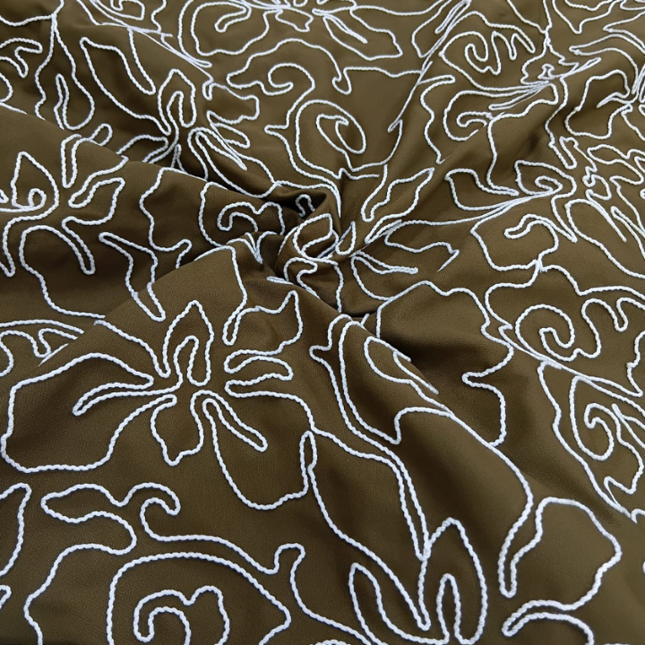Big Width Banana Embroidery Fabric 3D Corded Pattern Material