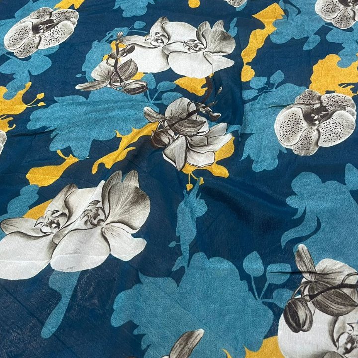 Premium Floral Orchid Print Chinnon Fabric 44 Width