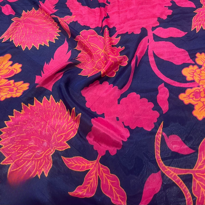Premium Chinon Floral Print Fabric 44 Inch Width Bold Botanical Pattern