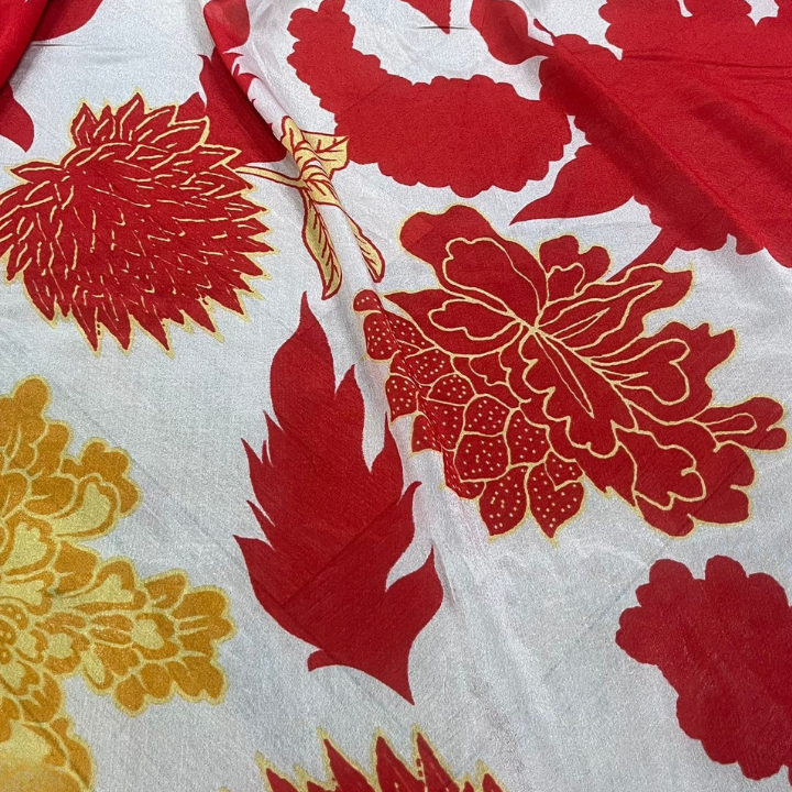 Premium Chinon Floral Print Fabric 44 Inch Width Bold Botanical Pattern