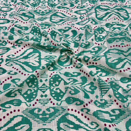 Premium Cotton Flex Ikat Print Fabric 44 Inch Width Ideal for Dresses, Co-ord Sets, and Kurti Sets