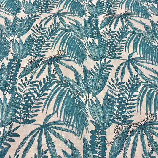 Premium Cotton Flex Print Fabric 44 Inch Width Tropical Jungle & Leopard Wildlife Pattern