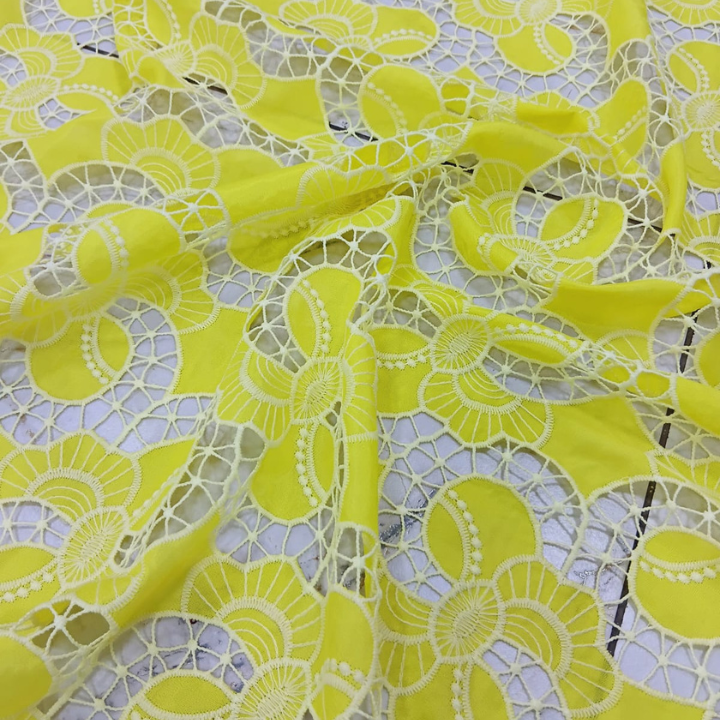 Designer Cutwork Crepe Fabric Floral Laser Cut Pattern Big Width