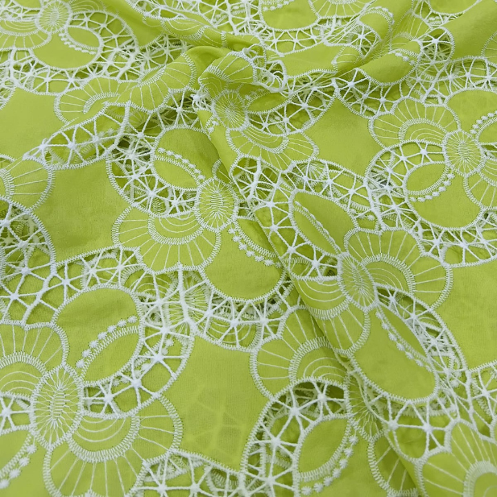 Designer Cutwork Crepe Fabric Floral Laser Cut Pattern Big Width
