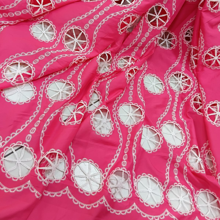 Luxury Crepe Cutwork Fabric Designer Geometric Pattern Big Width