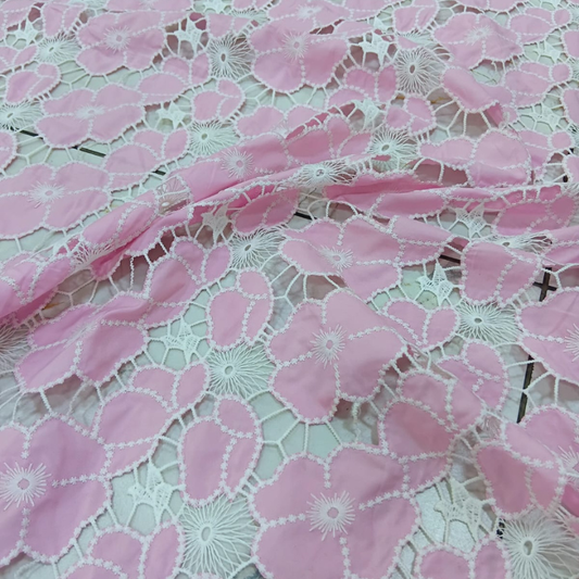 Premium Crepe Cutwork Floral Fabric Big Width