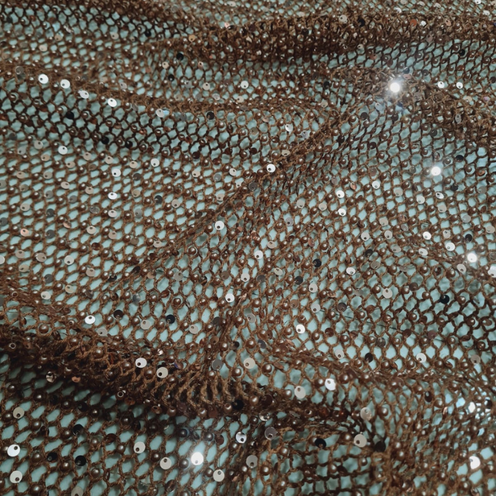 Premium Pearl & Sequin Embroidered Croatia Mesh Fabric 44 Wide