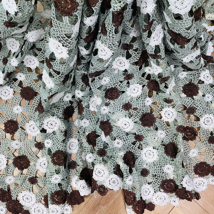 Premium Croatia Floral Guipure Lace Fabric 3D Textured Luxury Embroidery Big Width